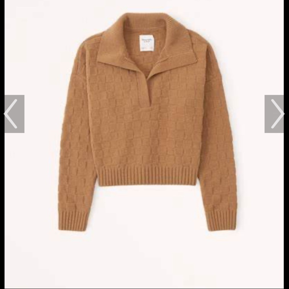 Checkerboard Stitch Notch-Neck Sweater Polo